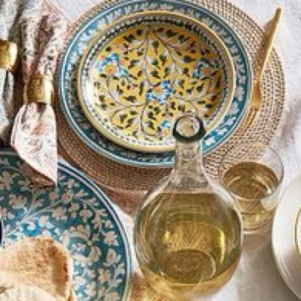 New Pottery Barn ‘Ava’ Floral Dinner Plate Set, S/4, Turquoise